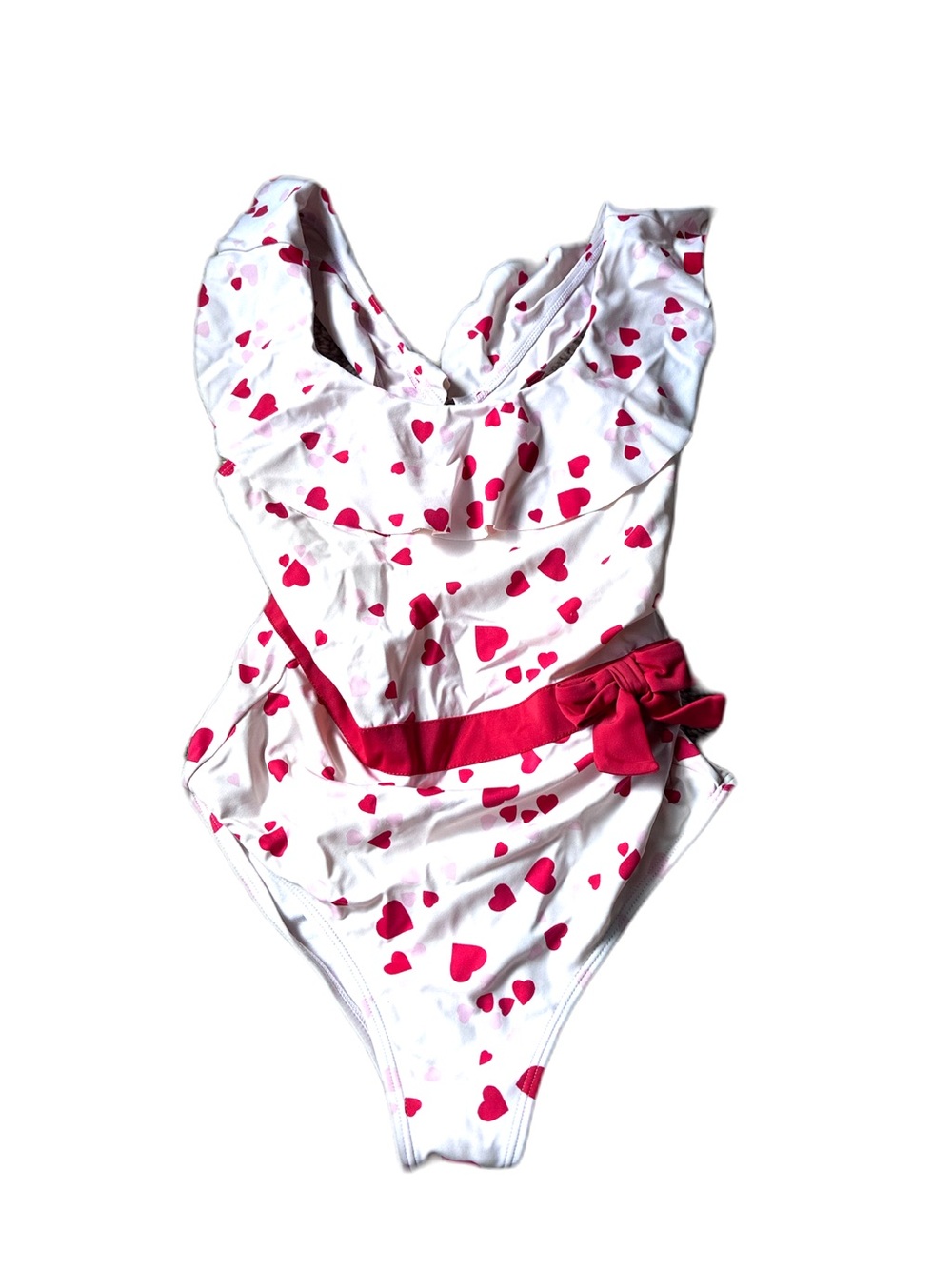 Girls White Swimsuit with red Hearts and Bow- Janie and Jack